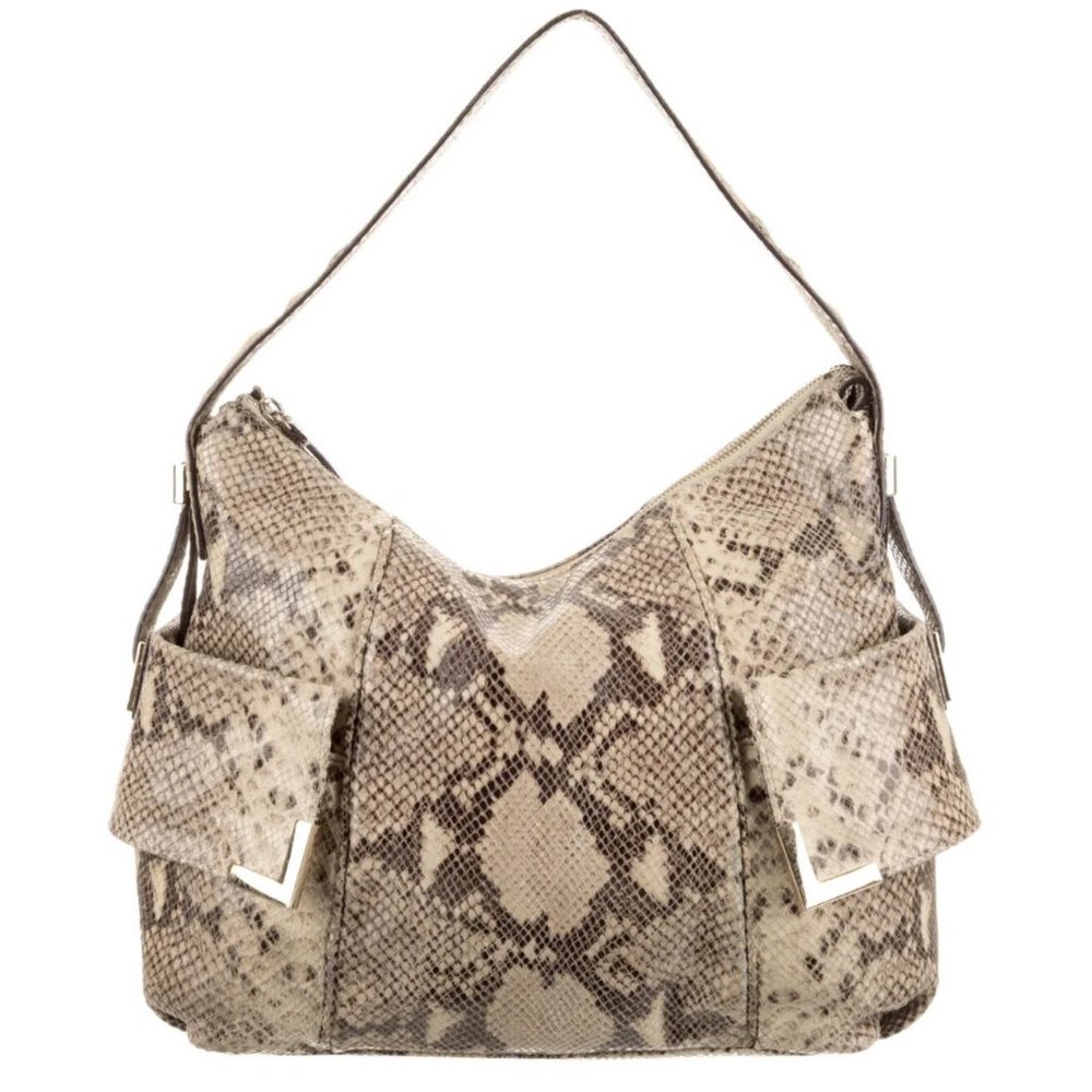 Michael Kors Beverly Python Cream/Black Embossed … - image 2